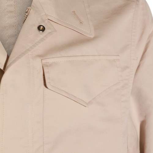 SAND COTTON AND SILK BLEND CASUAL JACKET