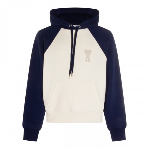 WHITE AND BLUE COTTON SWEATSHIRT