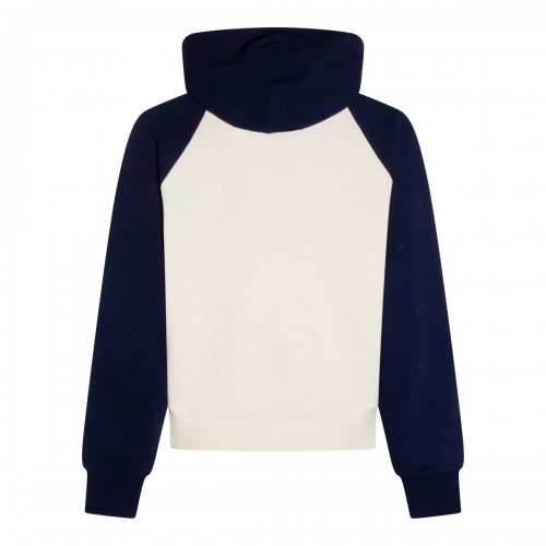 WHITE AND BLUE COTTON SWEATSHIRT