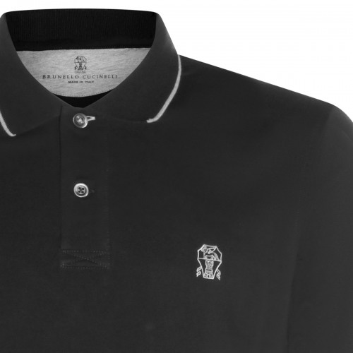 BLACK COTTON POLO SHIRT