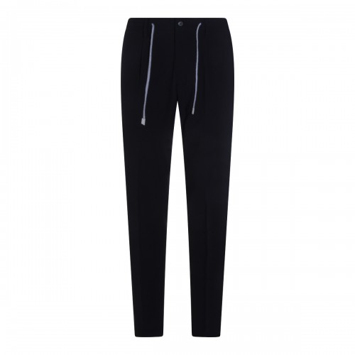 BLUE WOOL STRETCH PANTS