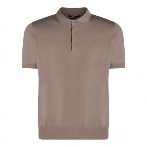 BEIGE TAUPE COTTON POLO SHIRT