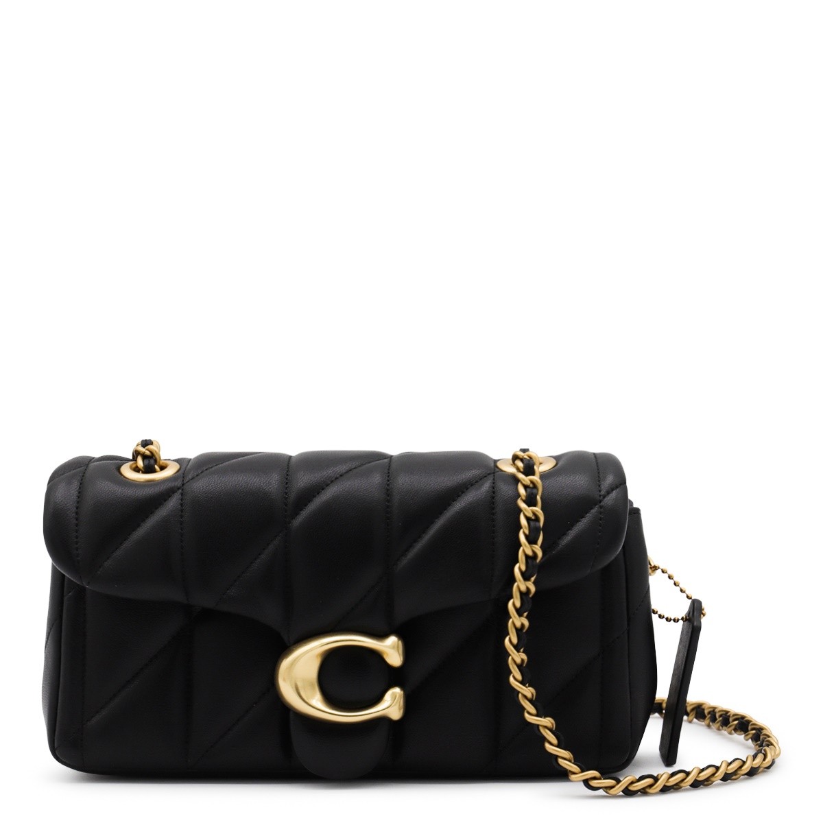 BLACK LEATHER QUILTED TABBY SHOULDER...