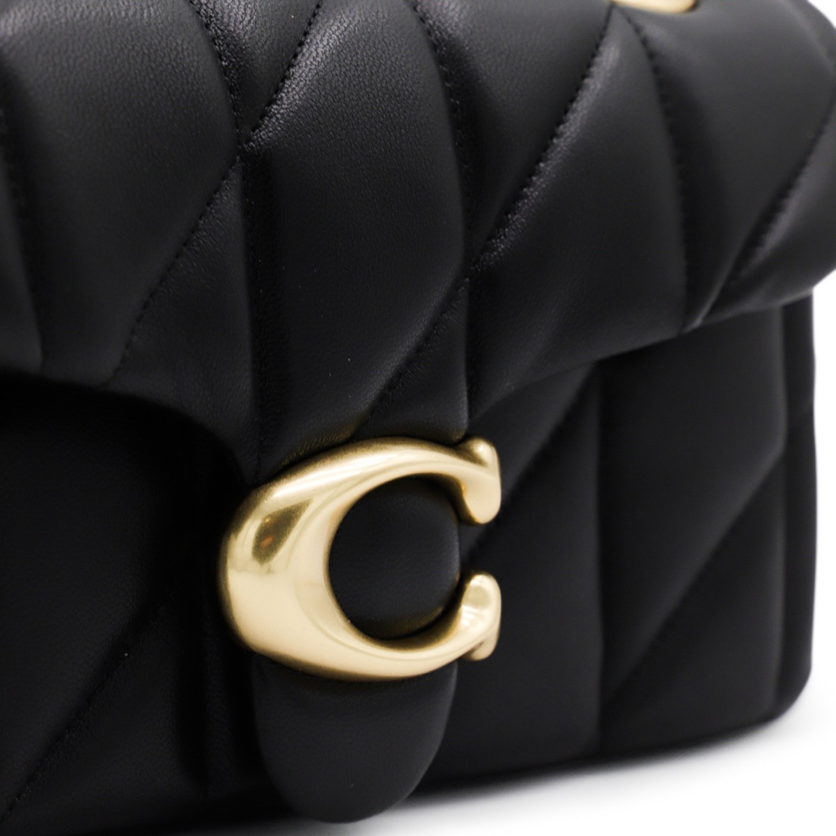 BLACK LEATHER QUILTED TABBY SHOULDER...