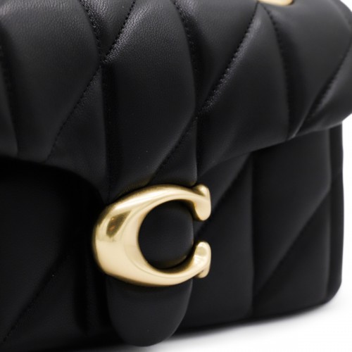 BLACK LEATHER QUILTED TABBY SHOULDER BAG 20