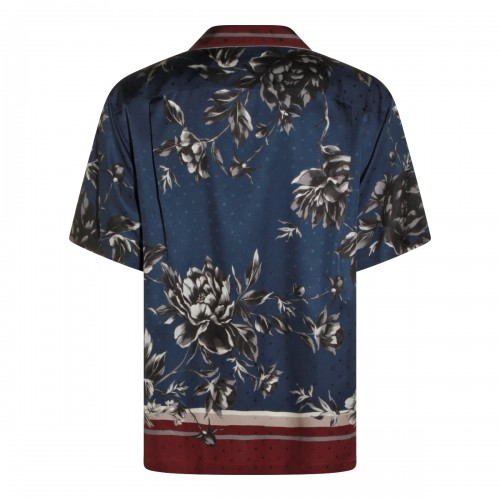 NAVY AND RED SILK SHIRT