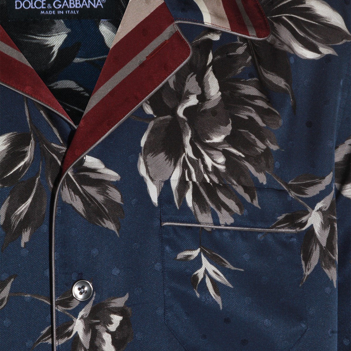 NAVY AND RED SILK SHIRT