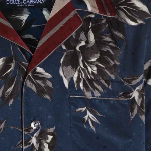 NAVY AND RED SILK SHIRT