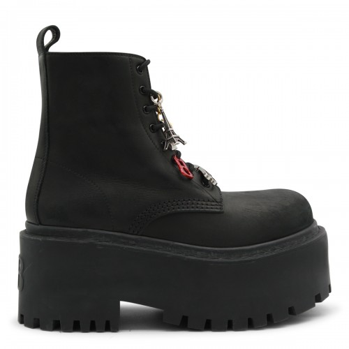 BLACK LEATHER STRIKE BOOTS
