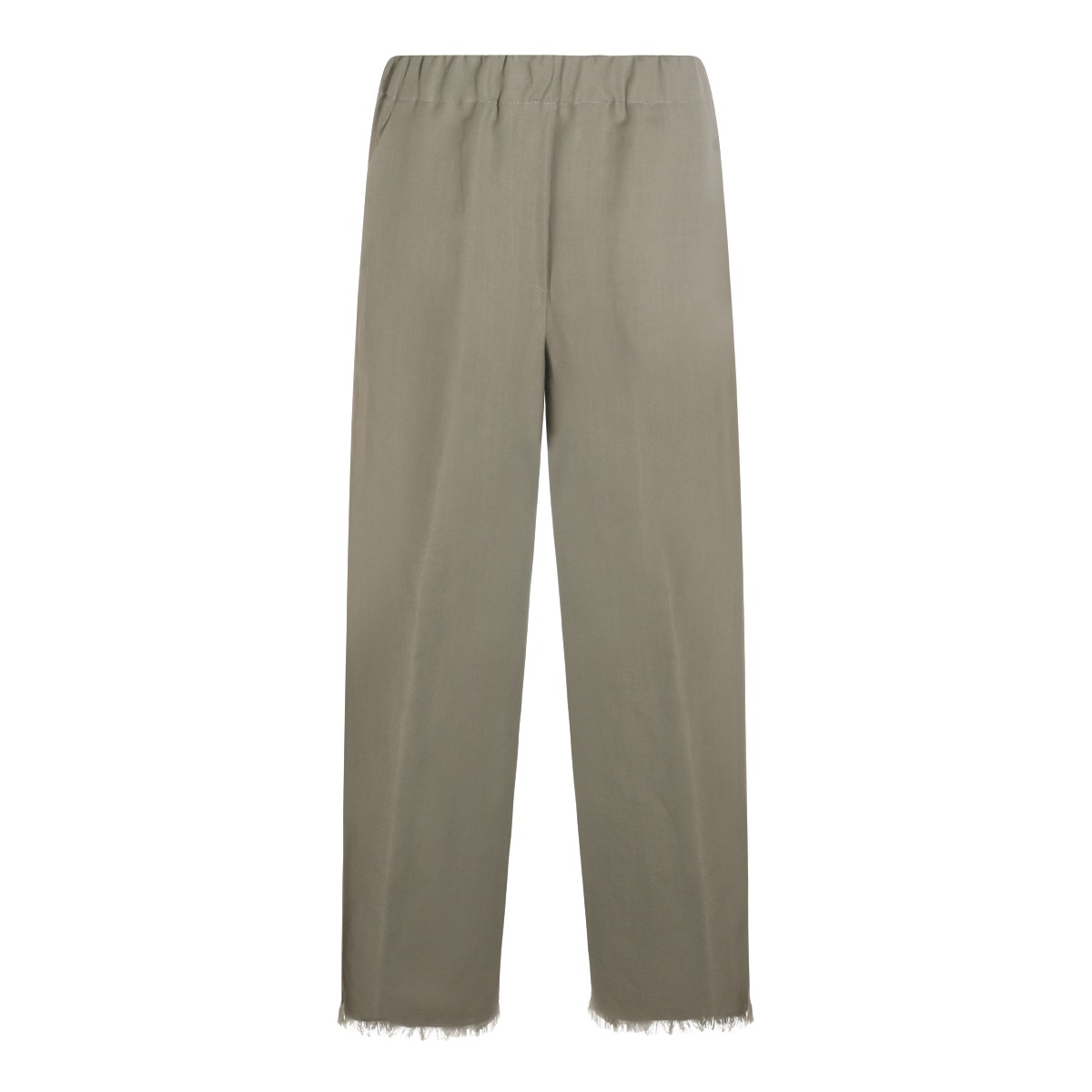 GREEN VISCOSE LINEN BLEND PANTS