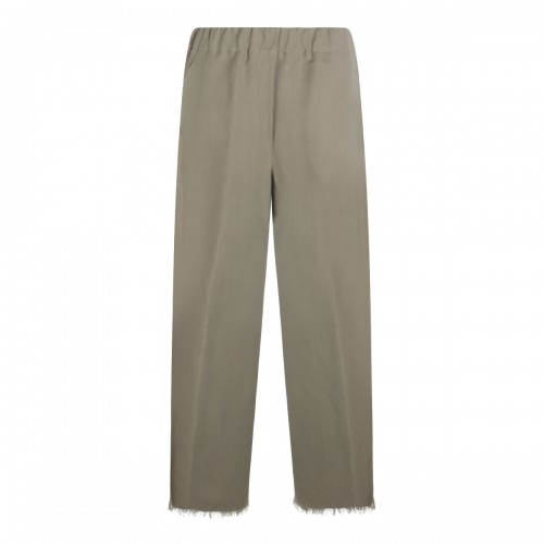 GREEN VISCOSE LINEN BLEND PANTS