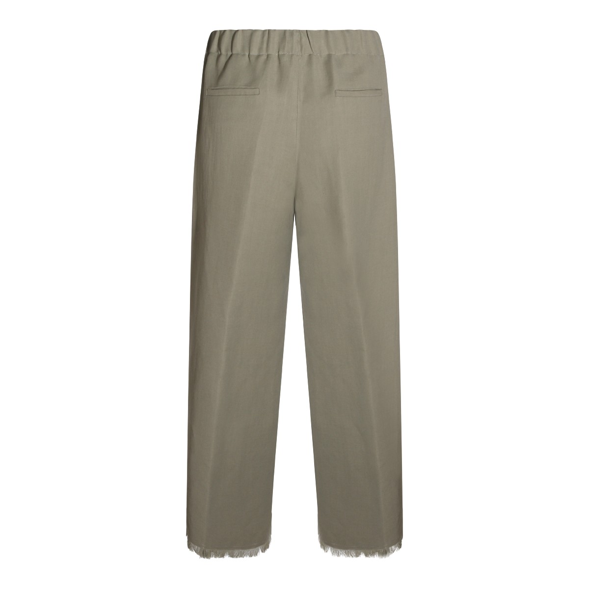 GREEN VISCOSE LINEN BLEND PANTS