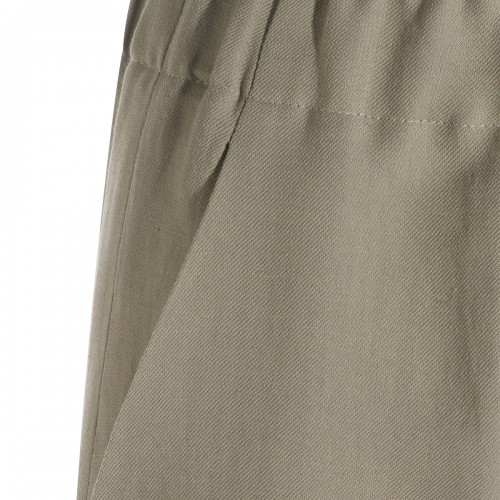 GREEN VISCOSE LINEN BLEND PANTS