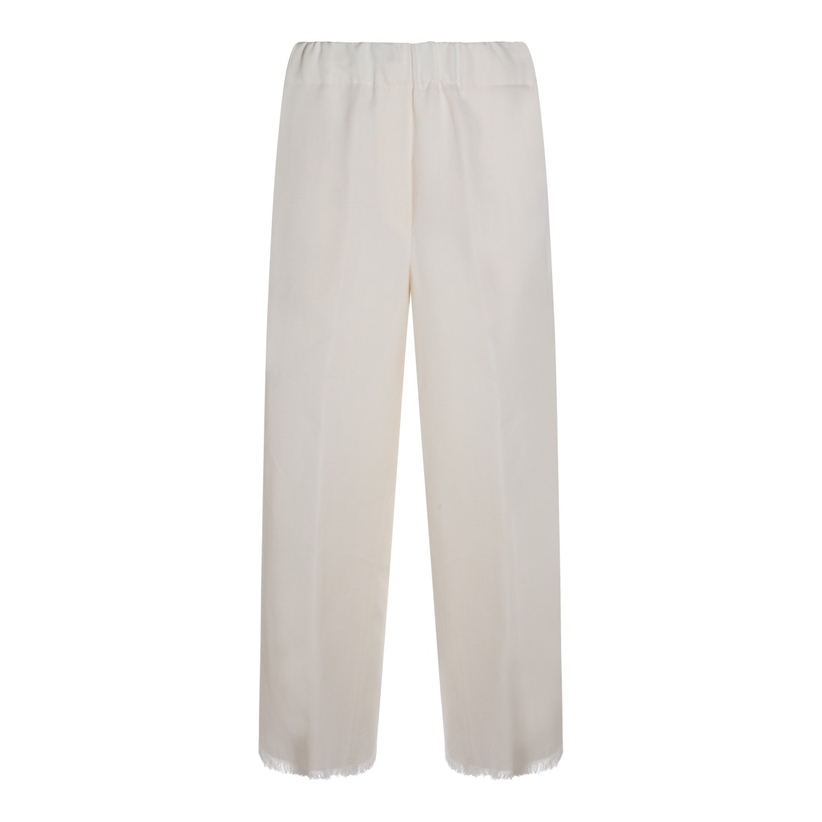 WHITE VISCOSE LINEN BLEND PANTS