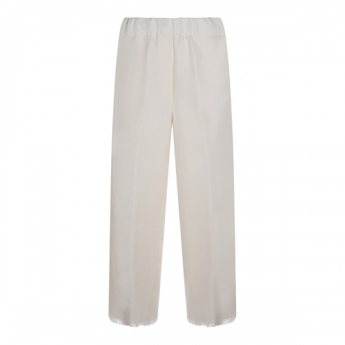 WHITE VISCOSE LINEN BLEND PANTS
