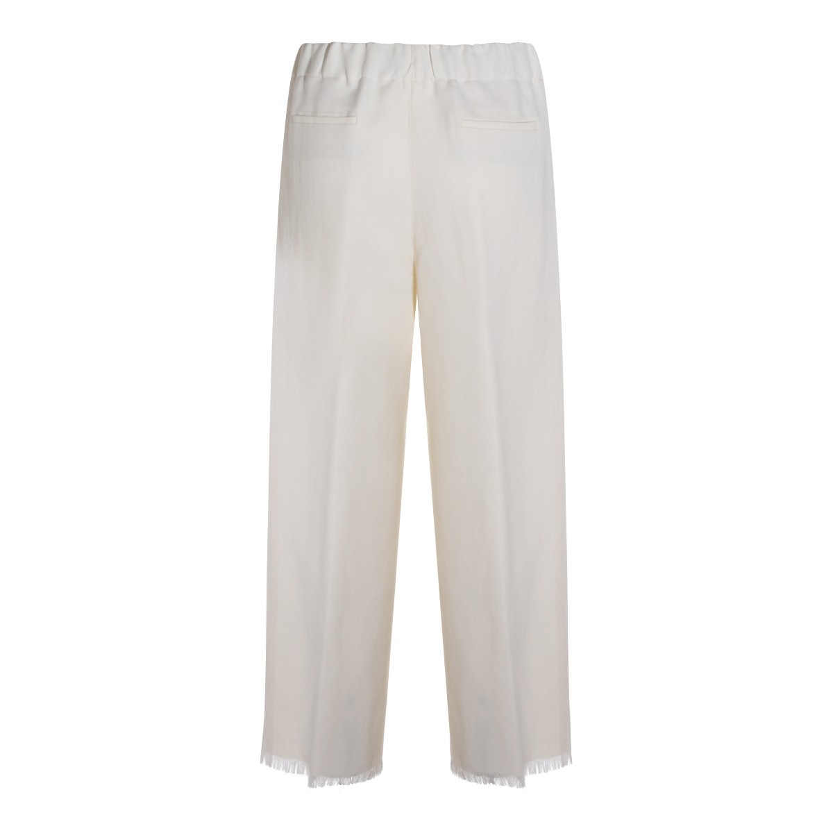 WHITE VISCOSE LINEN BLEND PANTS