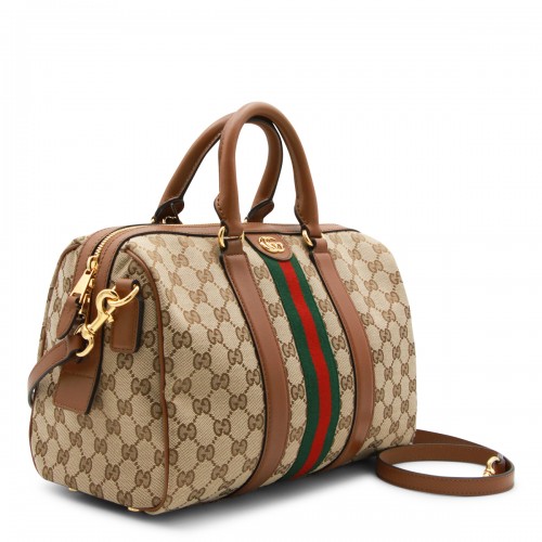 BEIGE OPHIDIA MEDIUM TOP HANDLE BAG