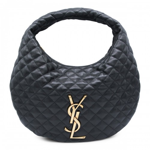 BLACK LEATHER ICARE HOBO...