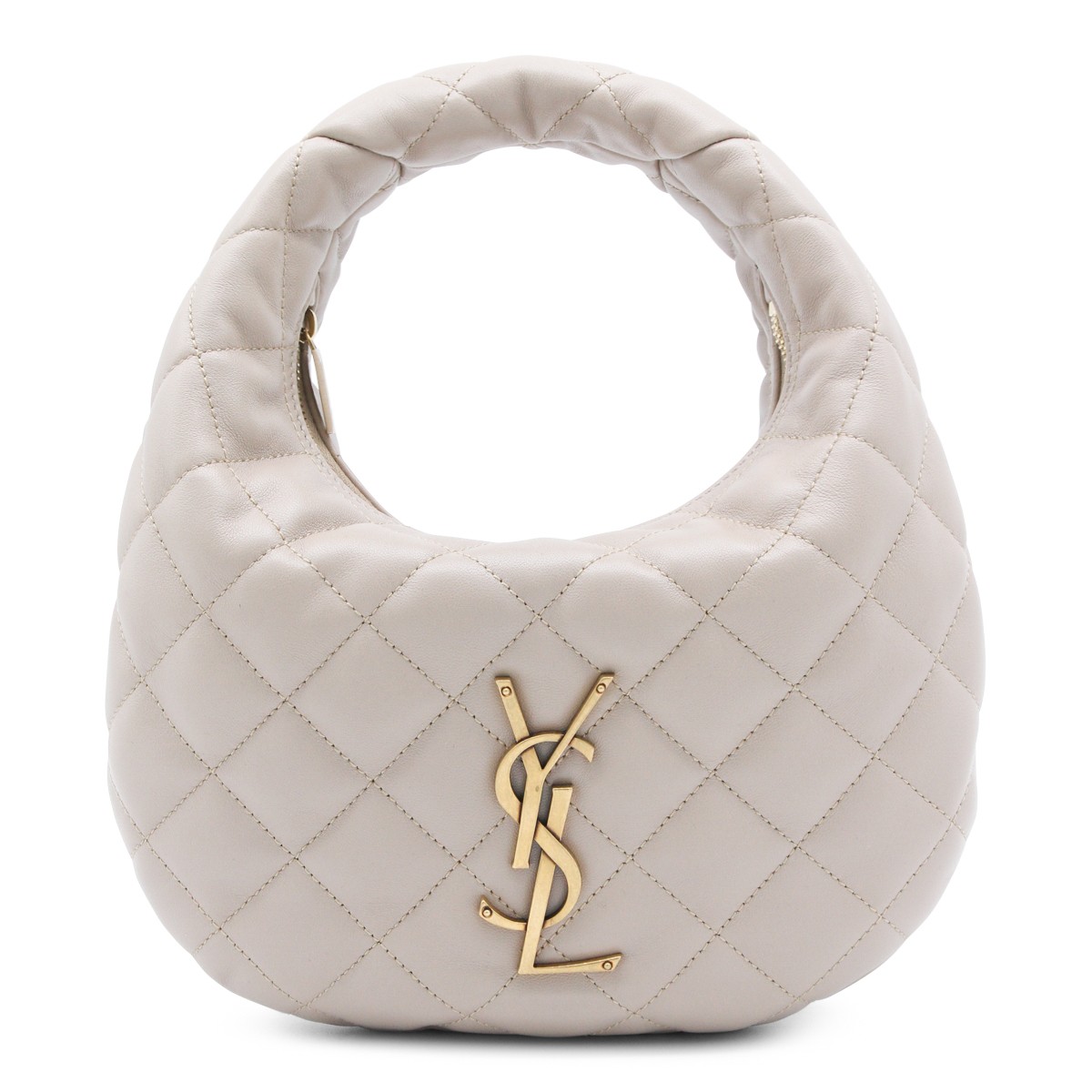 DARK BEIGE LEATHER ICARINO TOP HANDLE...