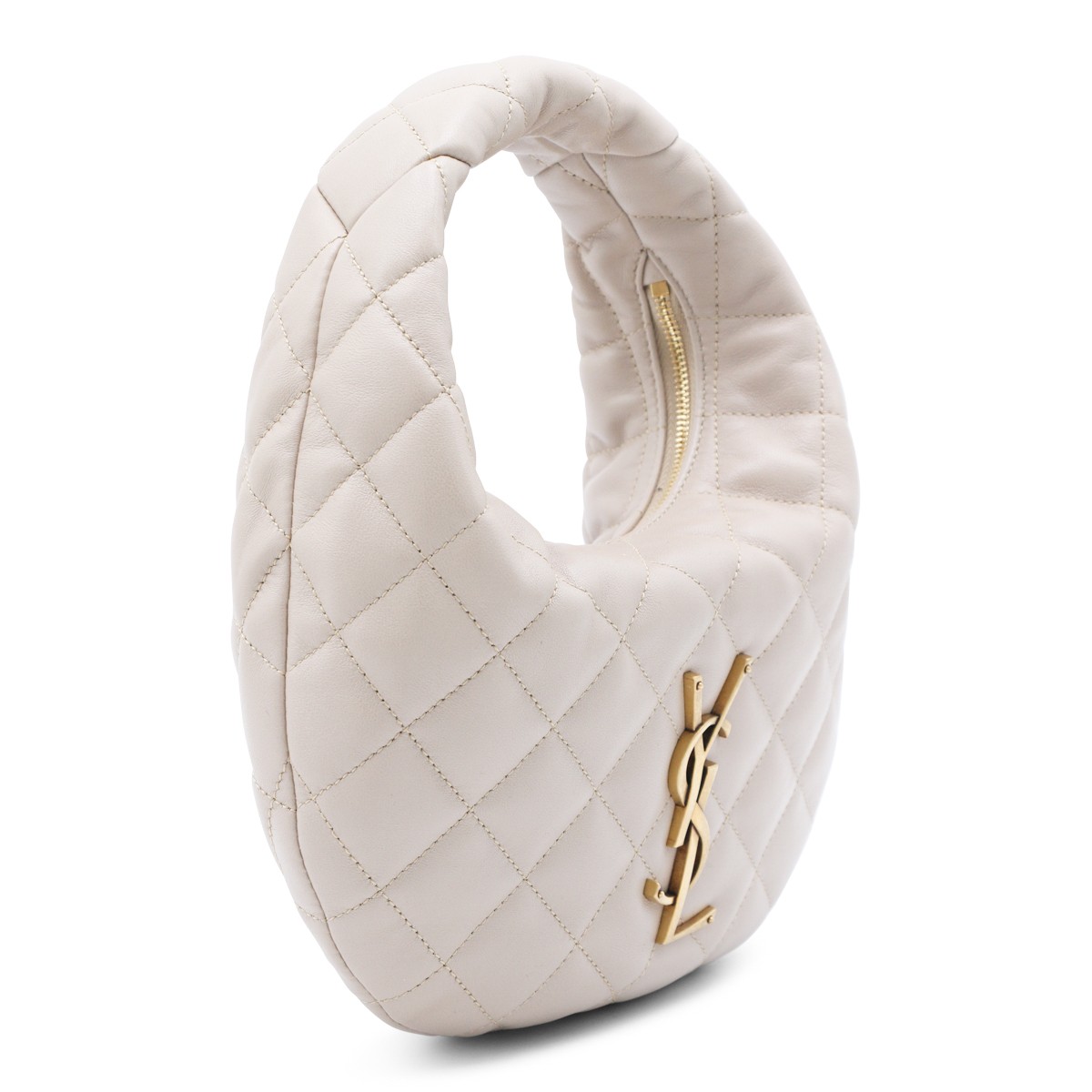 DARK BEIGE LEATHER ICARINO TOP HANDLE...