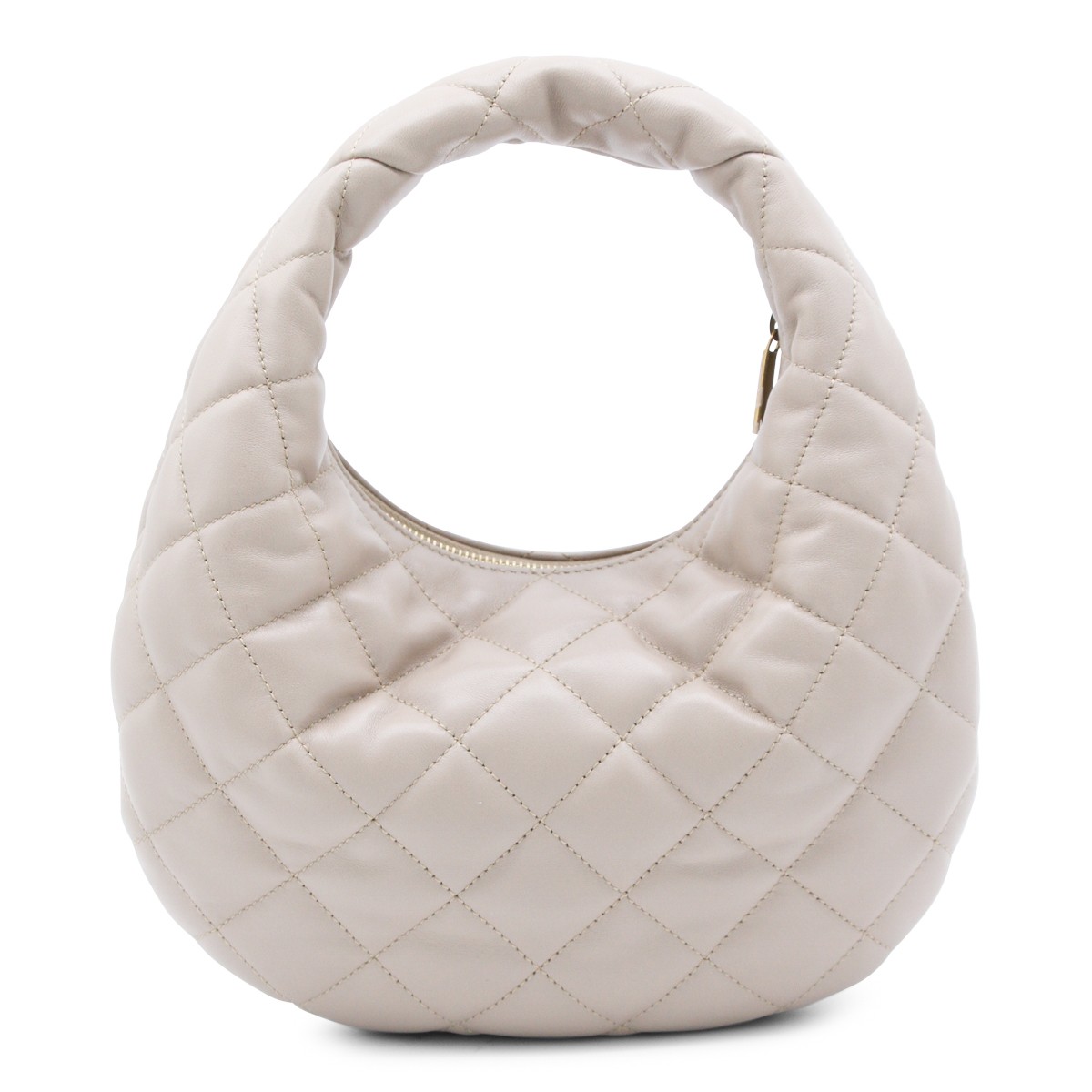 DARK BEIGE LEATHER ICARINO TOP HANDLE...