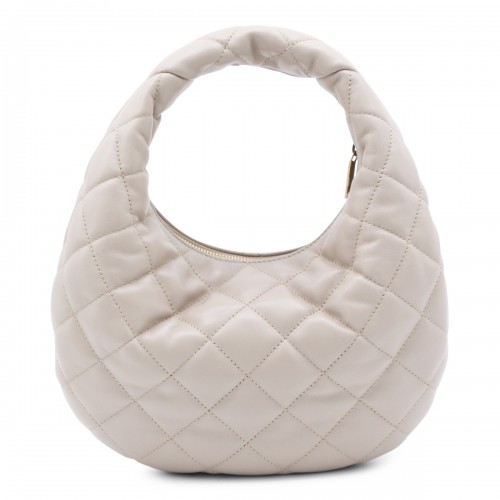 DARK BEIGE LEATHER ICARINO TOP HANDLE BAG