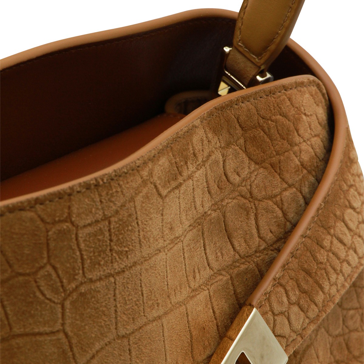 BROWN LEATHER HUG SH S SHOULDER BAG