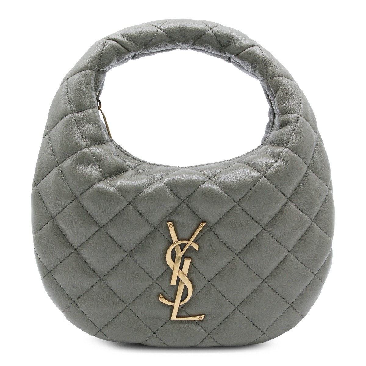 GREY LEATHER ICARINO TOP HANDLE BAG