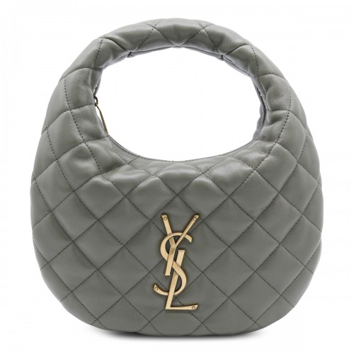 GREY LEATHER ICARINO TOP HANDLE BAG