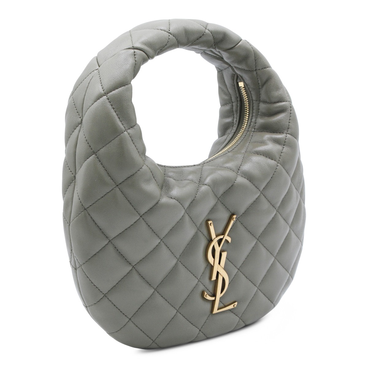 GREY LEATHER ICARINO TOP HANDLE BAG