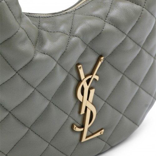 GREY LEATHER ICARINO TOP HANDLE BAG