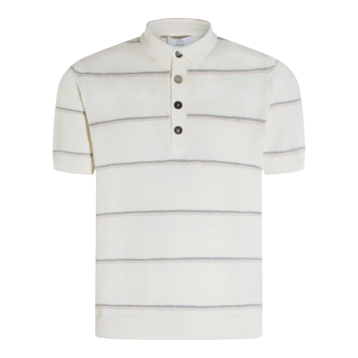 SAND AND GREY COTTON SILK BLEND POLO...