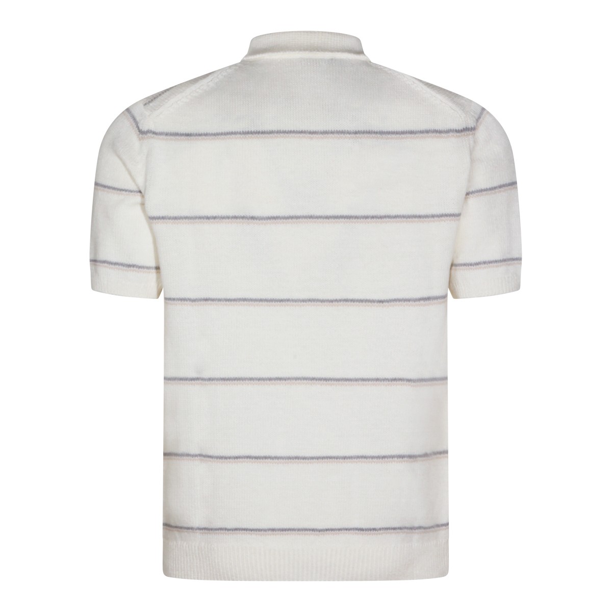 SAND AND GREY COTTON SILK BLEND POLO...