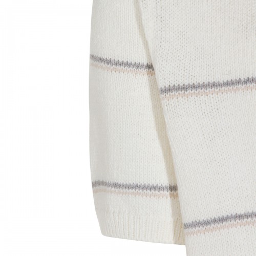 SAND AND GREY COTTON SILK BLEND POLO SHIRT