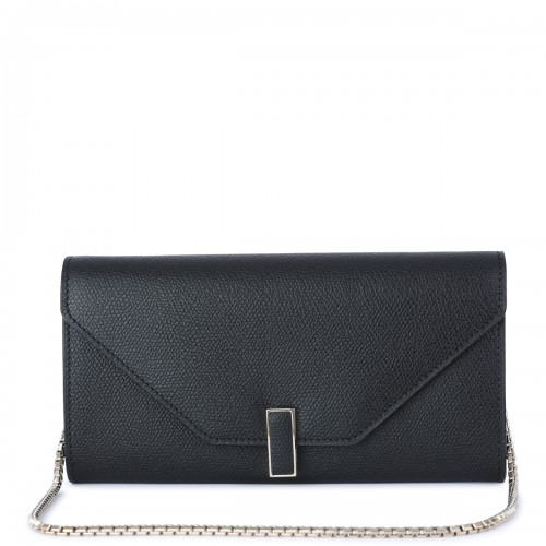 BLACK LEATHER ISIDE CROSSBODY WALLET