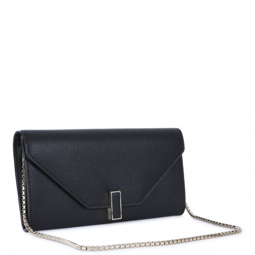 BLACK LEATHER ISIDE CROSSBODY WALLET