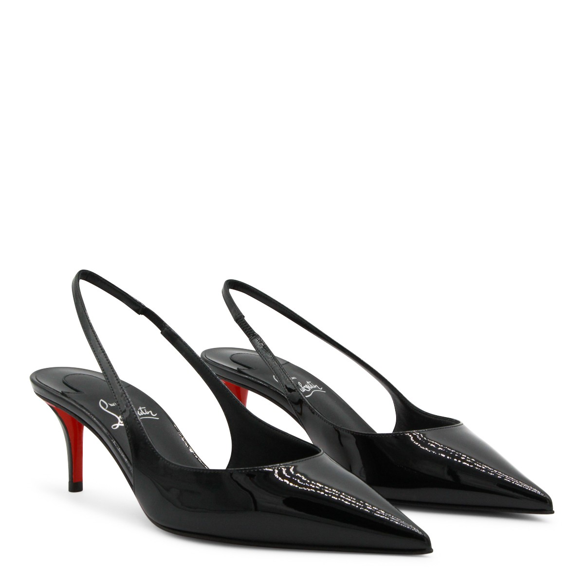 BLACK LEATHER MISS Z SLING 60 PUMPS