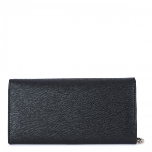 BLACK LEATHER ISIDE CROSSBODY WALLET