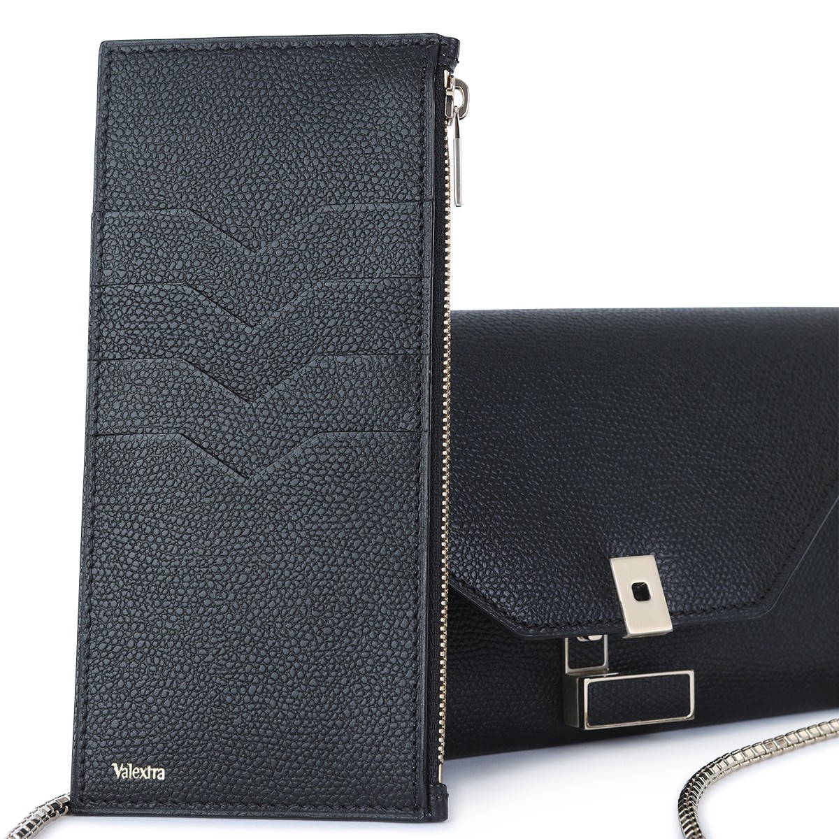 BLACK LEATHER ISIDE CROSSBODY WALLET