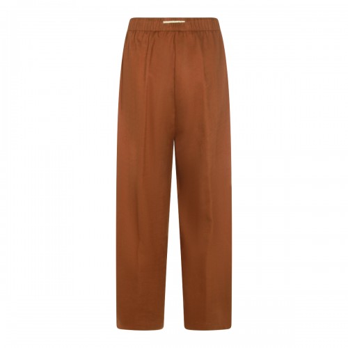 BROWN VISCOSE LINEN BLEND PANT 2