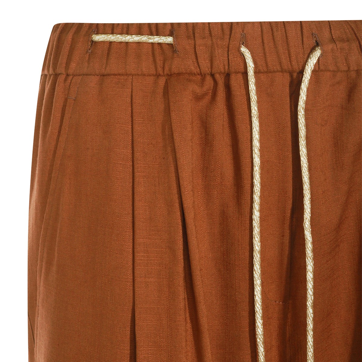 BROWN VISCOSE LINEN BLEND PANT