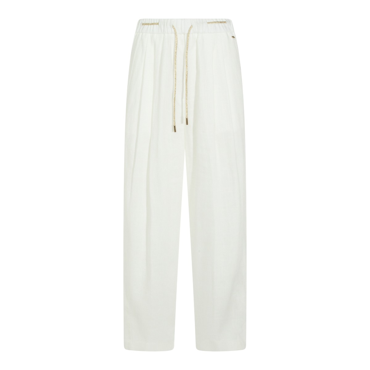 WHITE VISCOSE LINEN BLEND PANT