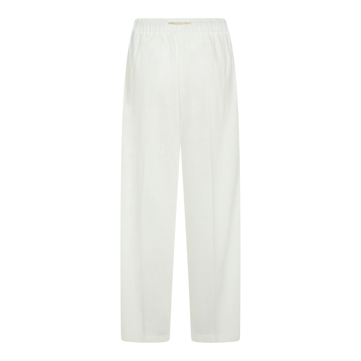 WHITE VISCOSE LINEN BLEND PANT