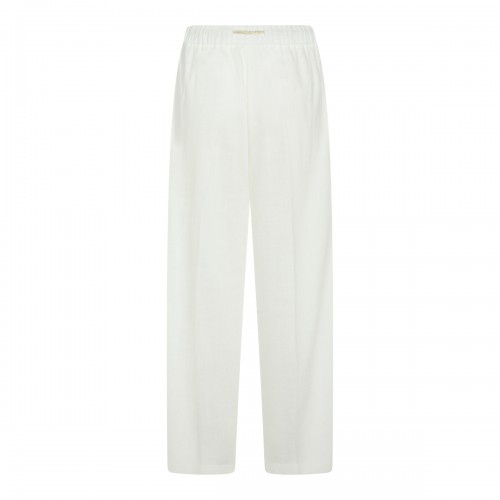 WHITE VISCOSE LINEN BLEND PANT