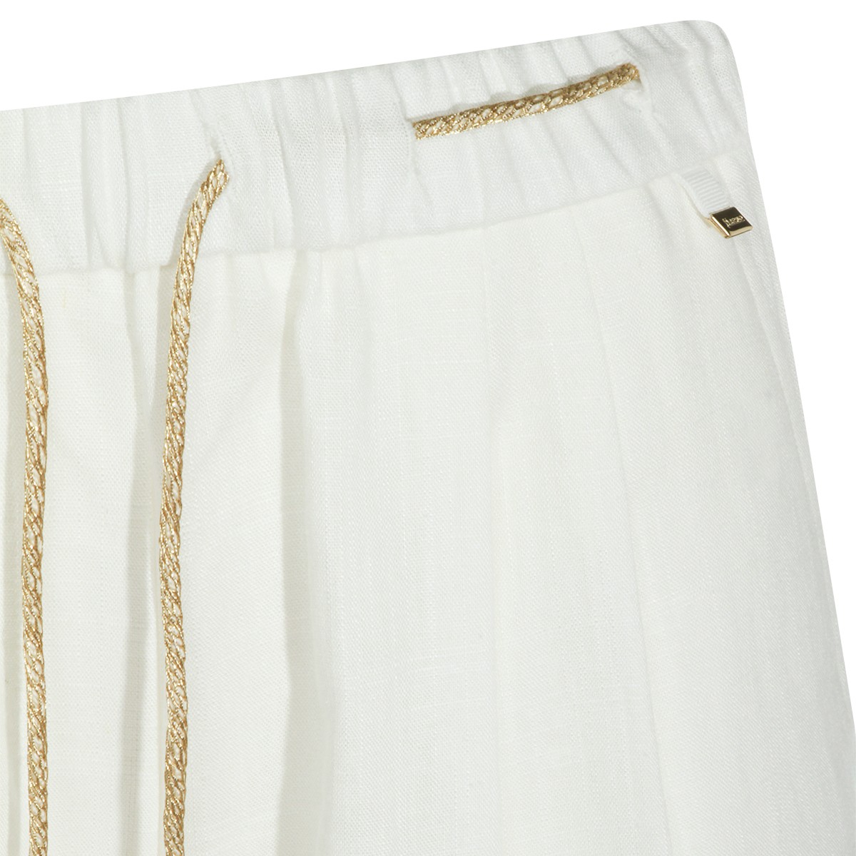 WHITE VISCOSE LINEN BLEND PANT