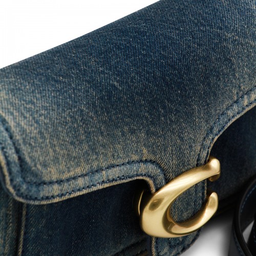 BLUE LEATHER 20 TABBY DENIM SHOULDER BAG