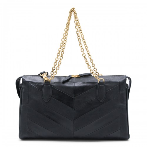 BLACK LEATHER PANTHEA SHOULDER BAG