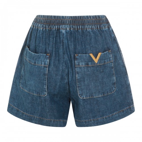 BLUE COTTON DENIM SHORTS