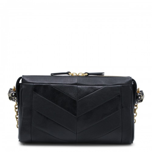 BLACK LEATHER PANTHEA SMALL SHOULDER BAG