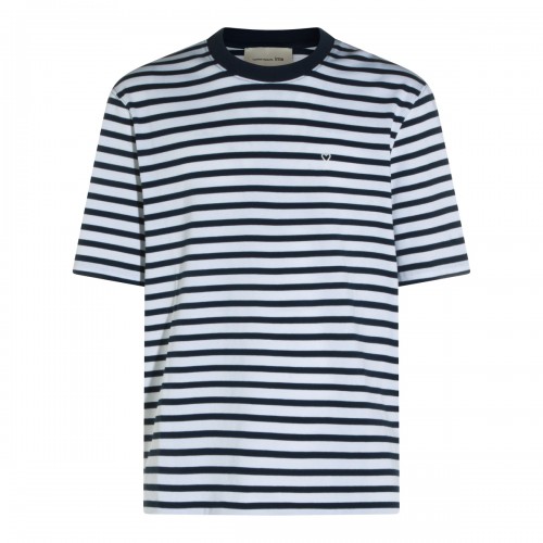 WHITE AND BLUE COTTON T-SHIRT